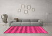 Machine Washable Abstract Pink Modern Rug in a Living Room, wshabs7pnk