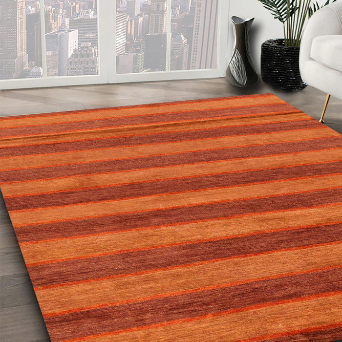 Abstract Orange Red Modern Rug in Family Room, abs7