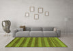 Machine Washable Abstract Green Modern Area Rugs in a Living Room,, wshabs7grn