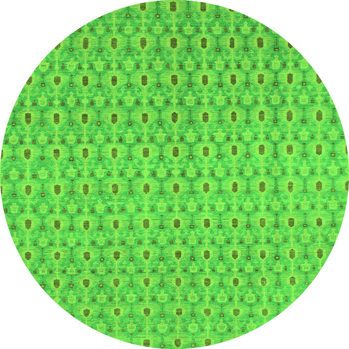 Round Machine Washable Abstract Green Modern Area Rugs, wshabs800grn