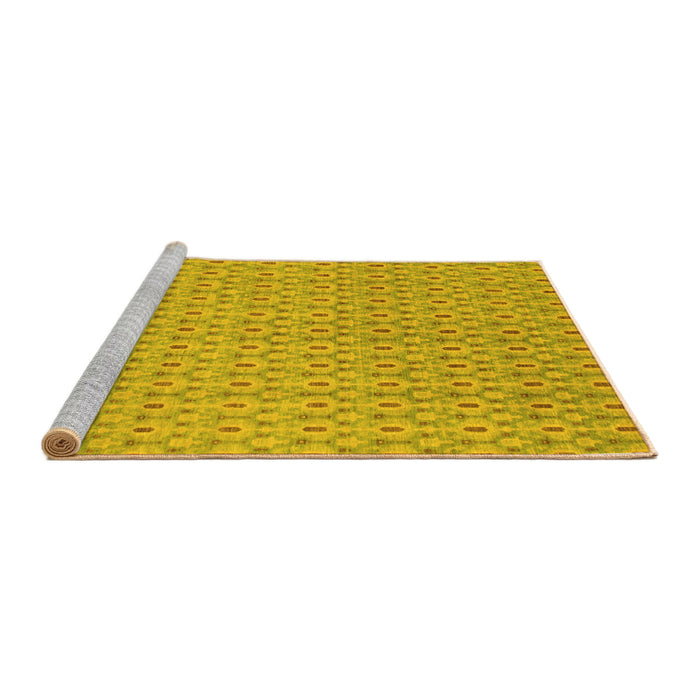 Sideview of Machine Washable Abstract Yellow Modern Rug, wshabs800yw
