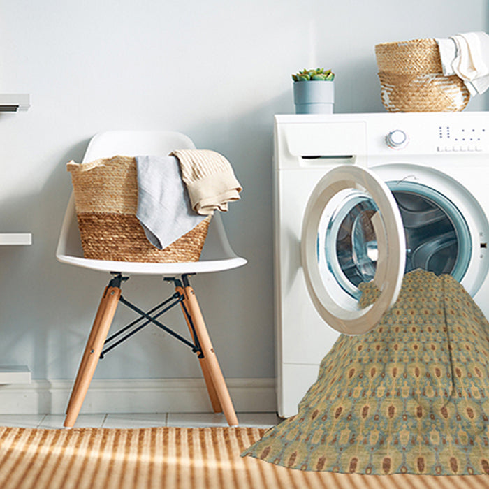 Machine Washable Abstract Metallic Gold Rug in a Washing Machine, wshabs800