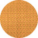 Round Machine Washable Abstract Orange Modern Area Rugs, wshabs800org