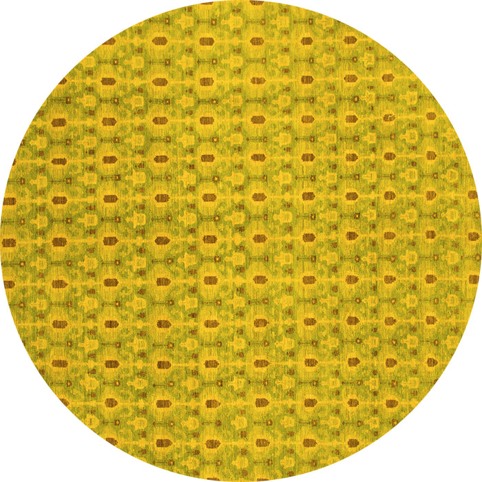 Round Abstract Yellow Modern Rug, abs800yw