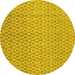 Round Abstract Yellow Modern Rug, abs800yw