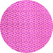 Round Machine Washable Abstract Pink Modern Rug, wshabs800pnk