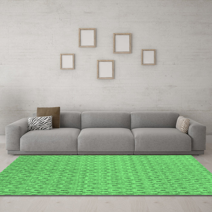 Machine Washable Abstract Emerald Green Modern Area Rugs in a Living Room,, wshabs800emgrn