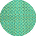 Round Abstract Turquoise Modern Rug, abs800turq