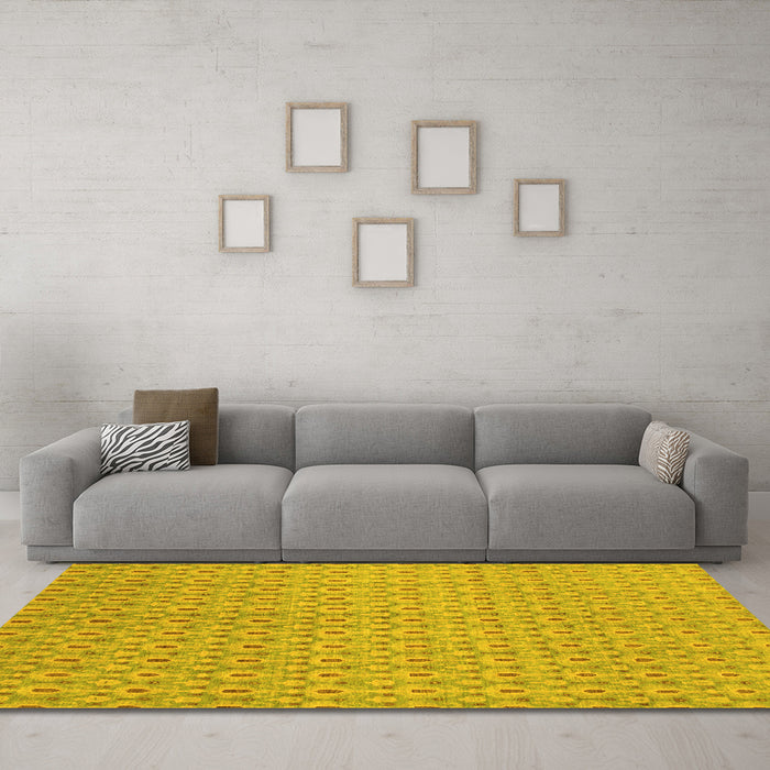 Machine Washable Abstract Yellow Modern Rug in a Living Room, wshabs800yw