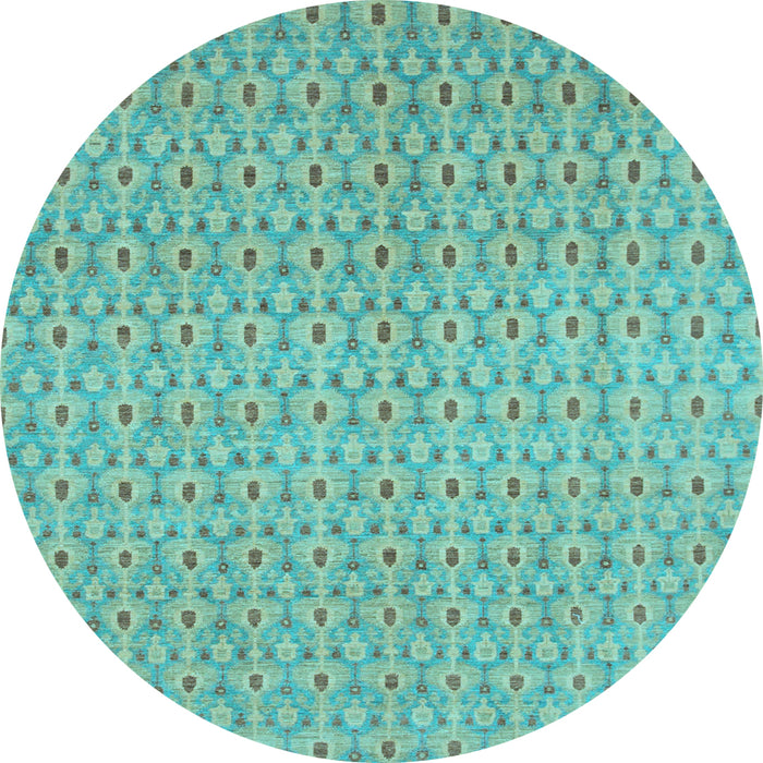 Round Machine Washable Abstract Light Blue Modern Rug, wshabs800lblu