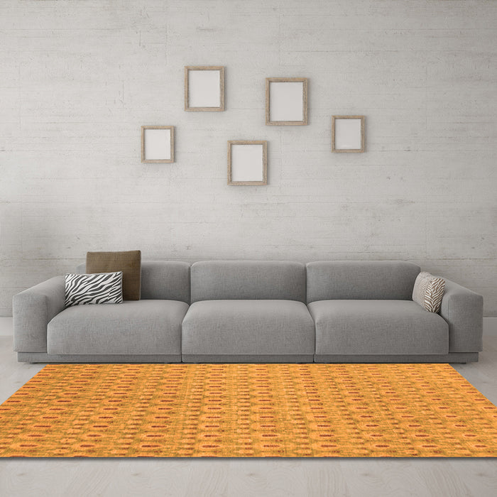 Machine Washable Abstract Orange Modern Area Rugs in a Living Room, wshabs800org