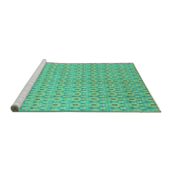 Sideview of Machine Washable Abstract Turquoise Modern Area Rugs, wshabs800turq