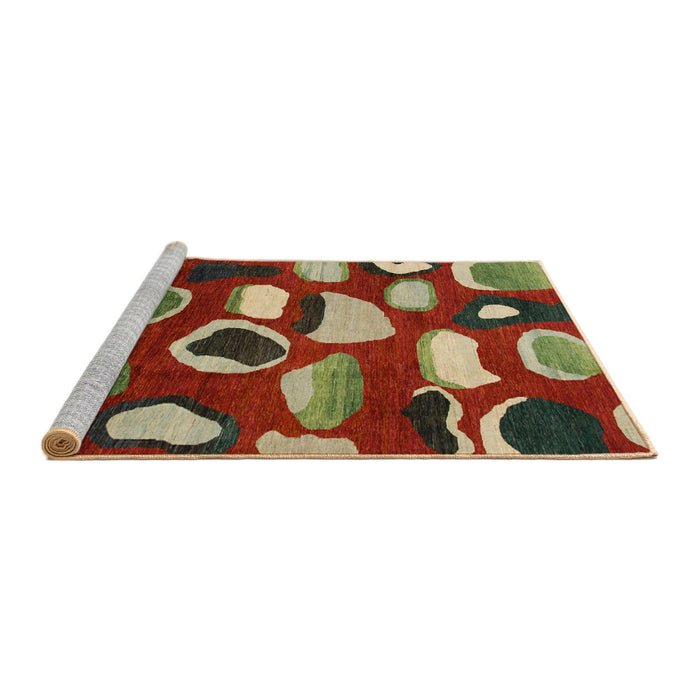 Sideview of Machine Washable Abstract Brass Green Rug, wshabs801