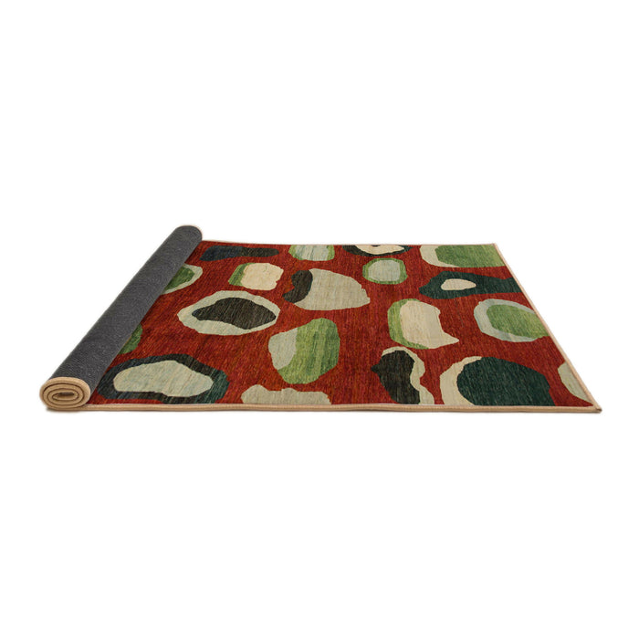 Sideview of Abstract Copper Green Modern Rug, abs801