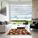 Square Abstract Copper Green Modern Rug in a Living Room, abs801