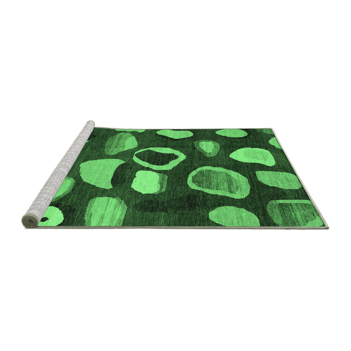 Sideview of Machine Washable Abstract Emerald Green Modern Area Rugs, wshabs801emgrn