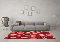 Machine Washable Abstract Red Modern Rug, wshabs801red