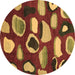 Round Machine Washable Abstract Brown Modern Rug, wshabs801brn