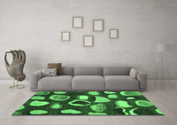 Machine Washable Abstract Emerald Green Modern Rug, wshabs801emgrn