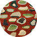 Round Abstract Copper Green Modern Rug, abs801