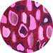 Round Machine Washable Abstract Pink Modern Rug, wshabs801pnk