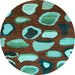 Round Abstract Light Blue Modern Rug, abs801lblu