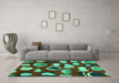 Machine Washable Abstract Turquoise Modern Area Rugs in a Living Room,, wshabs801turq