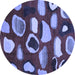 Round Machine Washable Abstract Blue Modern Rug, wshabs801blu