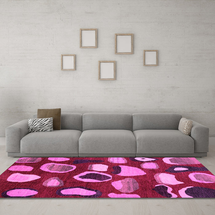 Machine Washable Abstract Pink Modern Rug in a Living Room, wshabs801pnk