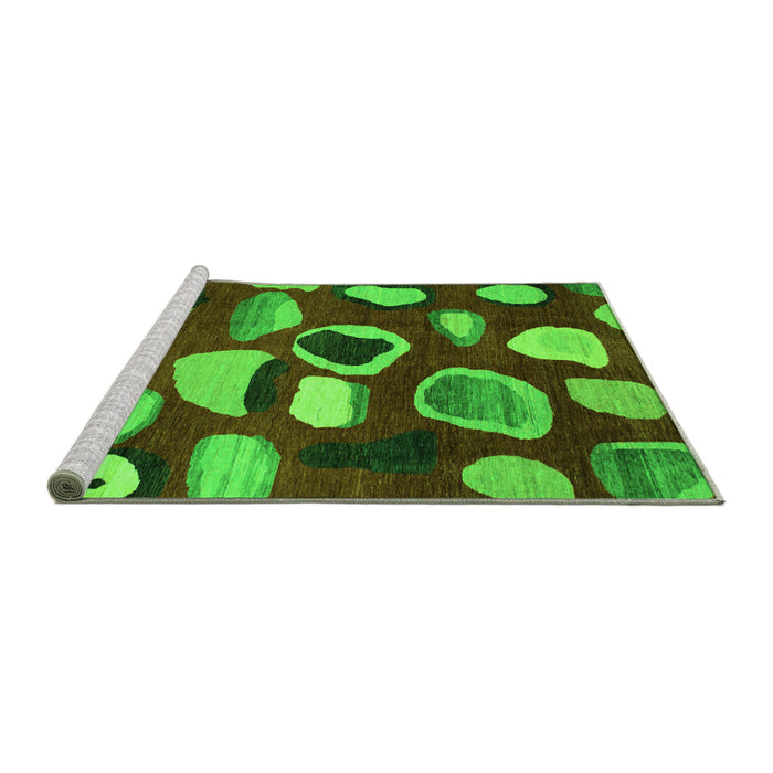 Sideview of Machine Washable Abstract Green Modern Area Rugs, wshabs801grn
