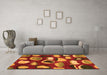 Machine Washable Abstract Orange Modern Area Rugs in a Living Room, wshabs801org