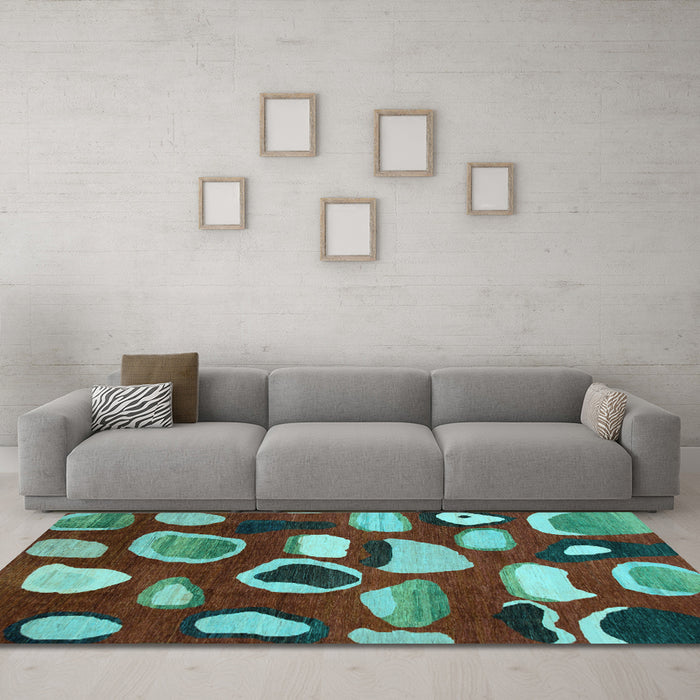 Machine Washable Abstract Light Blue Modern Rug in a Living Room, wshabs801lblu