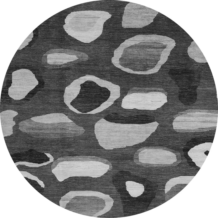 Round Machine Washable Abstract Gray Modern Rug, wshabs801gry
