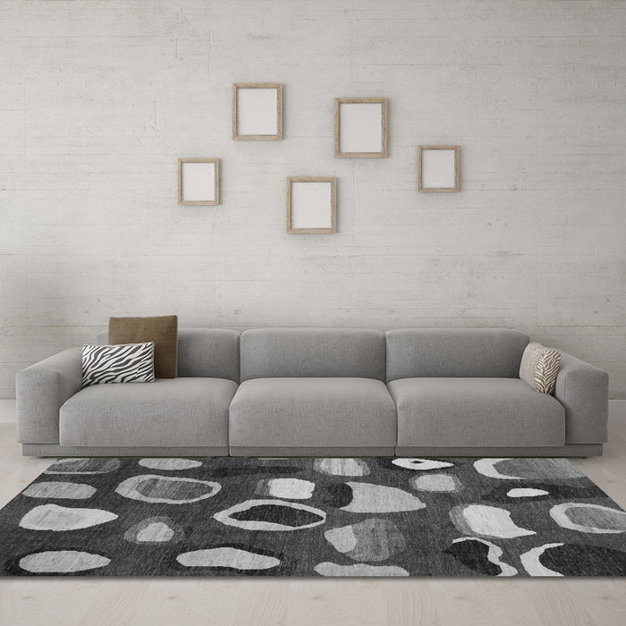 Machine Washable Abstract Gray Modern Rug in a Living Room,, wshabs801gry