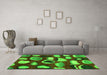 Machine Washable Abstract Green Modern Area Rugs in a Living Room,, wshabs801grn