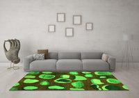 Machine Washable Abstract Green Modern Rug, wshabs801grn