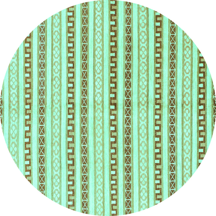 Round Machine Washable Abstract Turquoise Modern Area Rugs, wshabs802turq