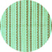 Round Machine Washable Abstract Turquoise Modern Area Rugs, wshabs802turq