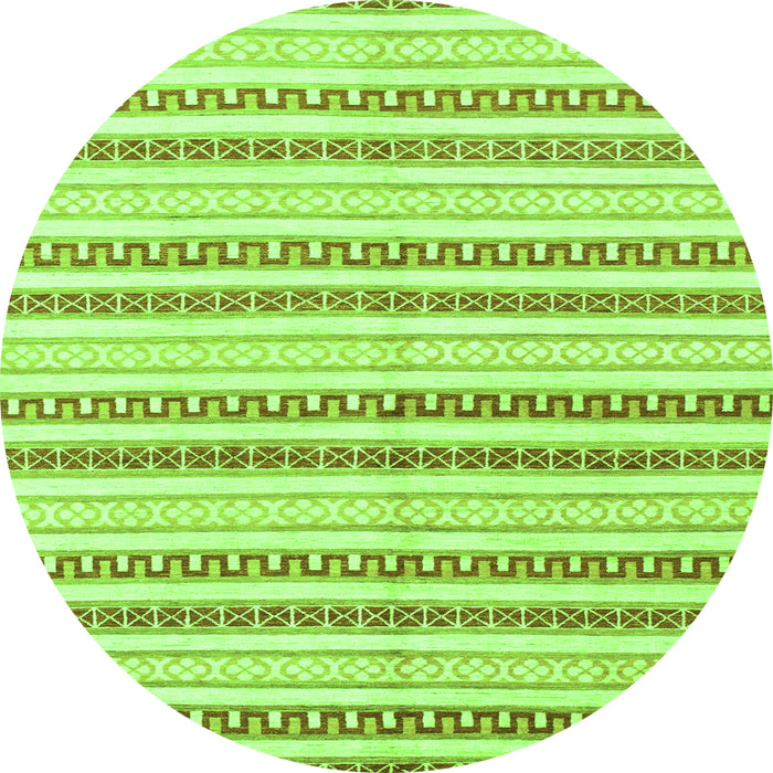Round Machine Washable Abstract Green Modern Area Rugs, wshabs802grn