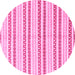 Round Machine Washable Abstract Pink Modern Rug, wshabs802pnk