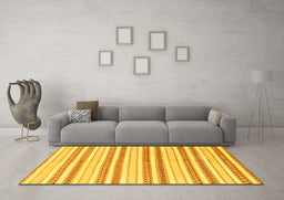 Machine Washable Abstract Yellow Modern Rug in a Living Room, wshabs802yw