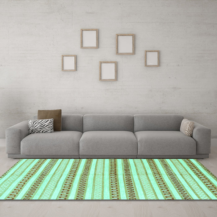Machine Washable Abstract Turquoise Modern Area Rugs in a Living Room,, wshabs802turq