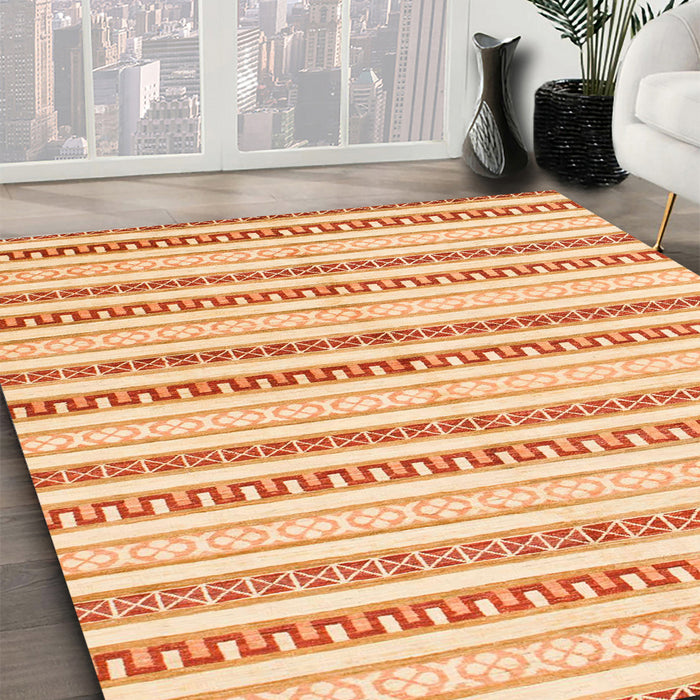 Machine Washable Abstract Brown Gold Rug in a Family Room, wshabs802
