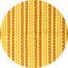 Round Abstract Yellow Modern Rug, abs802yw