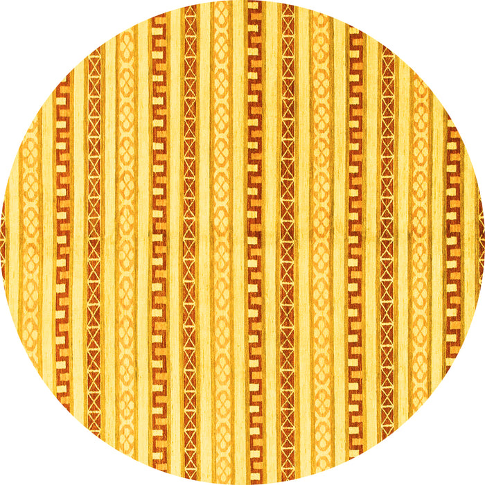 Round Machine Washable Abstract Yellow Modern Rug, wshabs802yw