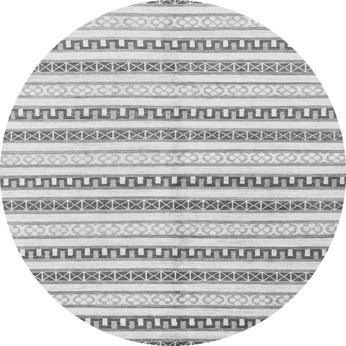 Round Machine Washable Abstract Gray Modern Rug, wshabs802gry