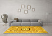 Machine Washable Abstract Yellow Modern Rug in a Living Room, wshabs803yw