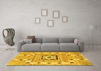 Machine Washable Abstract Yellow Modern Rug, wshabs803yw