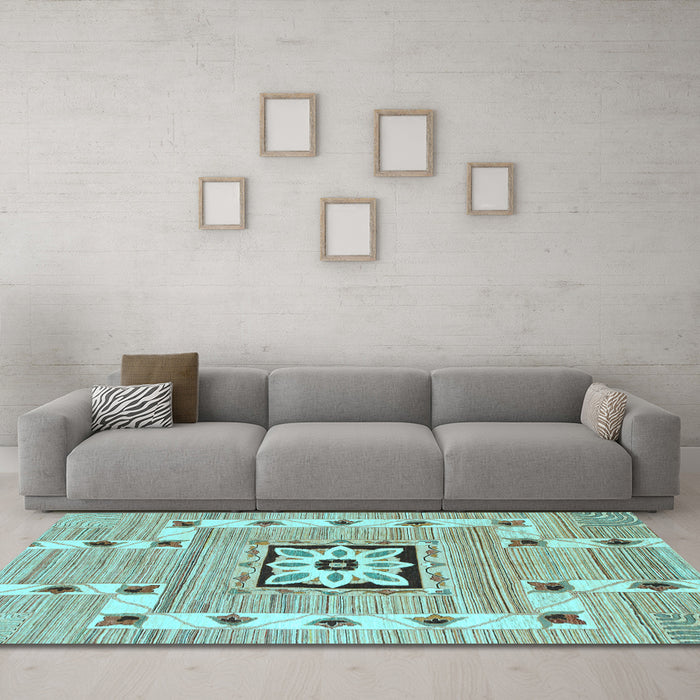 Machine Washable Abstract Light Blue Modern Rug in a Living Room, wshabs803lblu