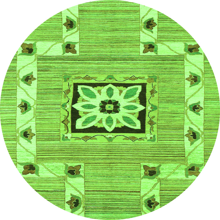 Round Abstract Green Modern Rug, abs803grn